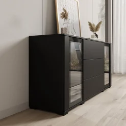 Cres - Dressoir - Zwart - 150x40x70 cm