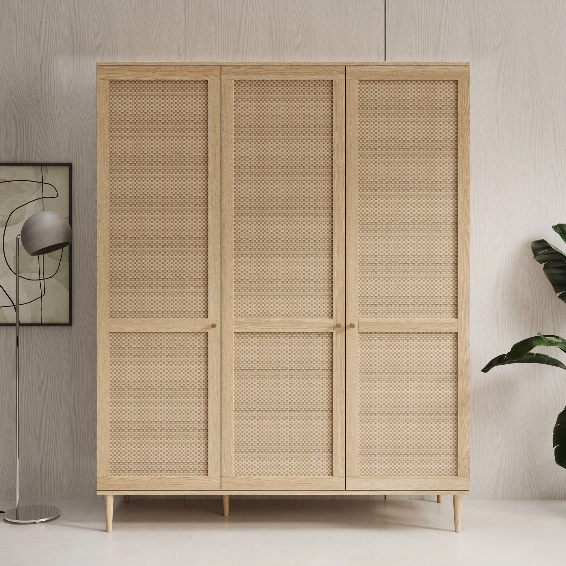 Crimson - Kledingkast met 3 deuren - Eiken - 165x52x208 cm