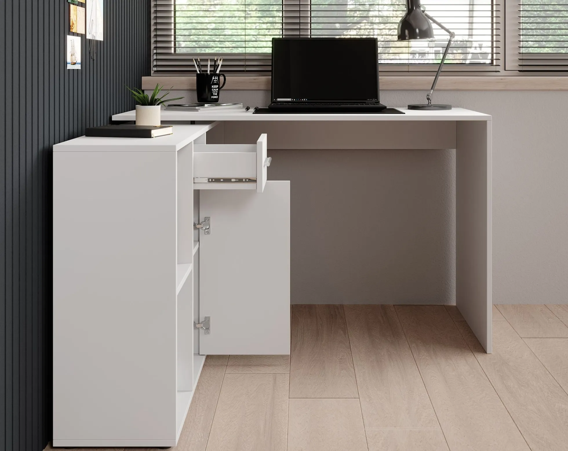 Crister - Bureau - Wit - 122x120 cm