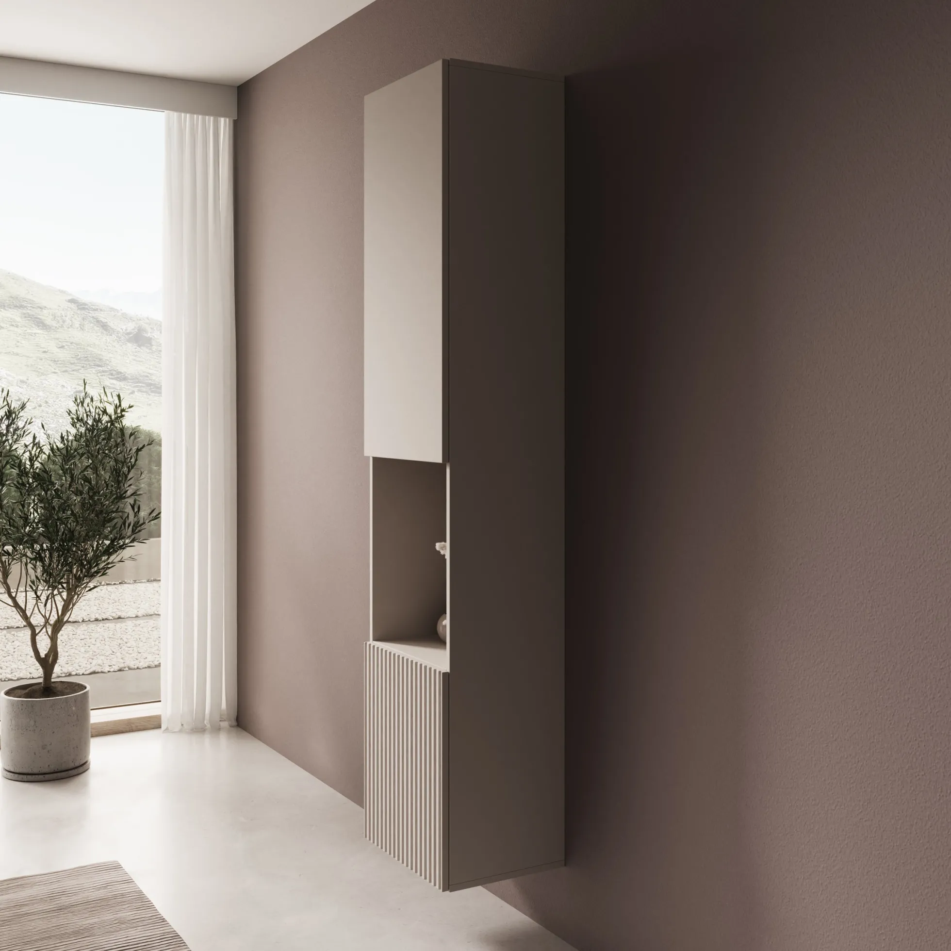 Cruzar 2 - Vitrinekast - Beige - 40x30x180 cm