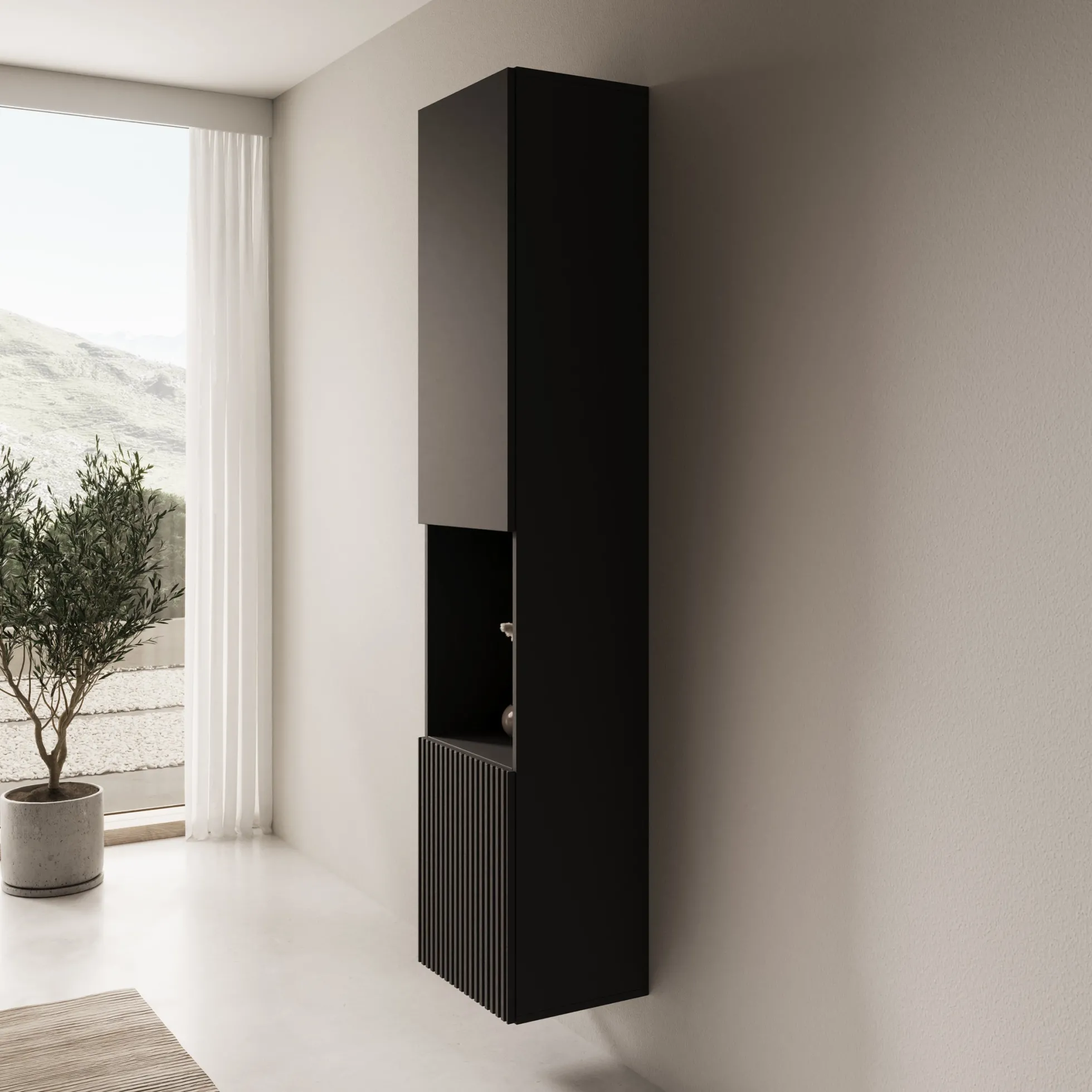 Cruzar 2 - Vitrinekast - Zwart - 40x30x180 cm