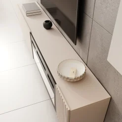 Cruzar - TV-Meubel met sfeerhaard - Beige - 200x30x38 cm