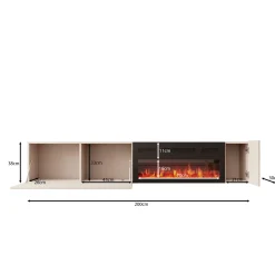 Cruzar - TV-Meubel met sfeerhaard - Beige - 200x30x38 cm