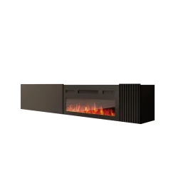 Cruzar - TV-Meubel met sfeerhaard - Zwart - 200x30x38 cm