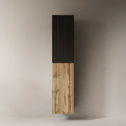 Cruzar - Vitrinekast - Zwart/Eiken - 40x30x180 cm