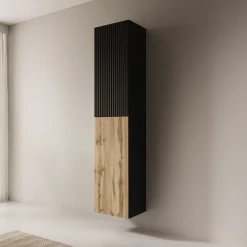 Cruzar - Vitrinekast - Zwart/Eiken - 40x30x180 cm