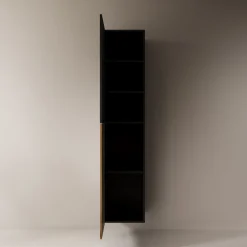 Cruzar - Vitrinekast - Zwart/Eiken - 40x30x180 cm