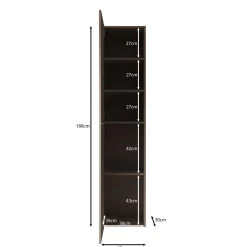 Cruzar - Vitrinekast - Zwart - 40x30x180 cm