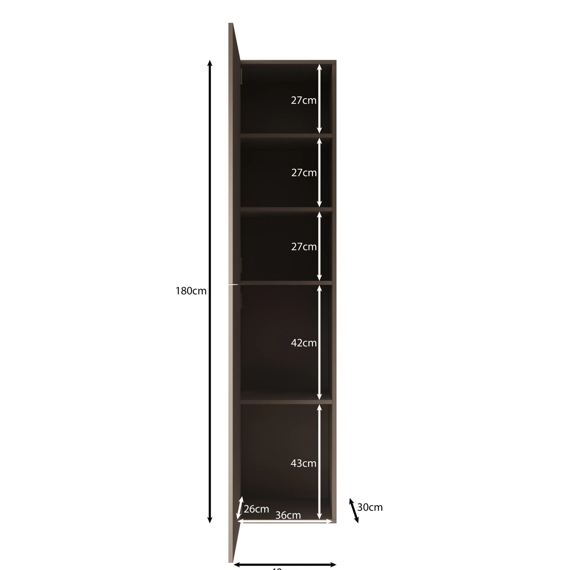 Cruzar - Vitrinekast - Zwart - 40x30x180 cm