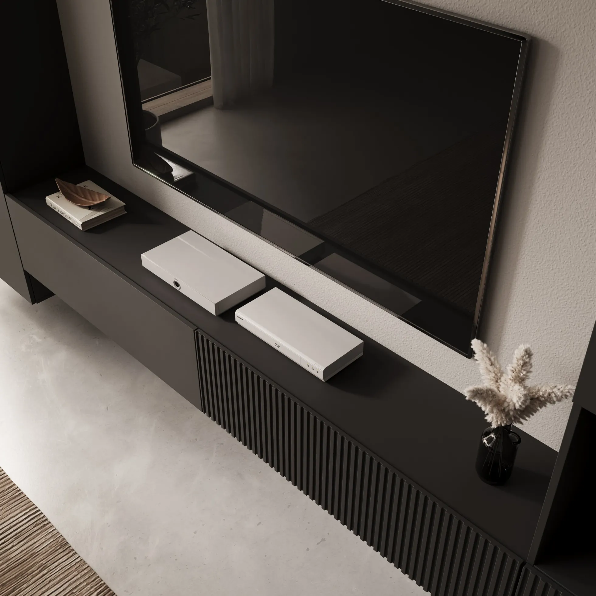 Cruzar - Wandmeubel - Zwart - 280x30x180 cm