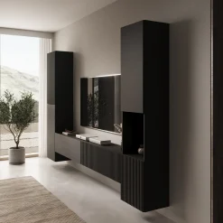 Cruzar - Wandmeubel - Zwart - 280x30x180 cm