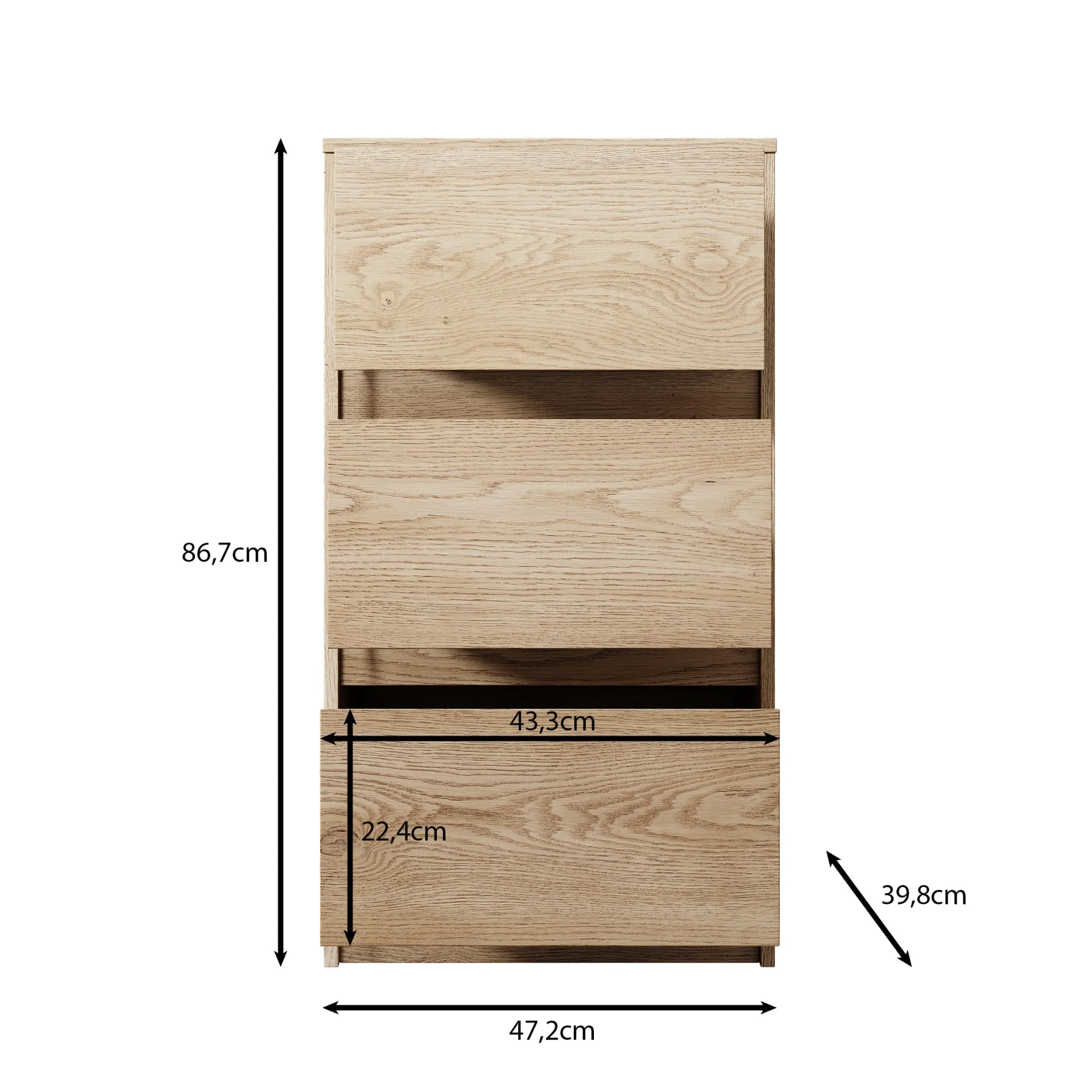 Cuarto - Ladekast - Eiken - 47x40x87 cm