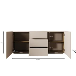 Cumi - Dressoir - Beige/Eikenpatroon - 150x34x64 cm