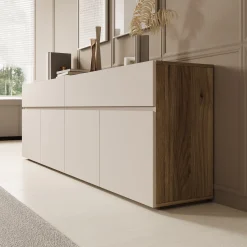 Cumi - Dressoir - Beige/Eikenpatroon - 200x34x64 cm