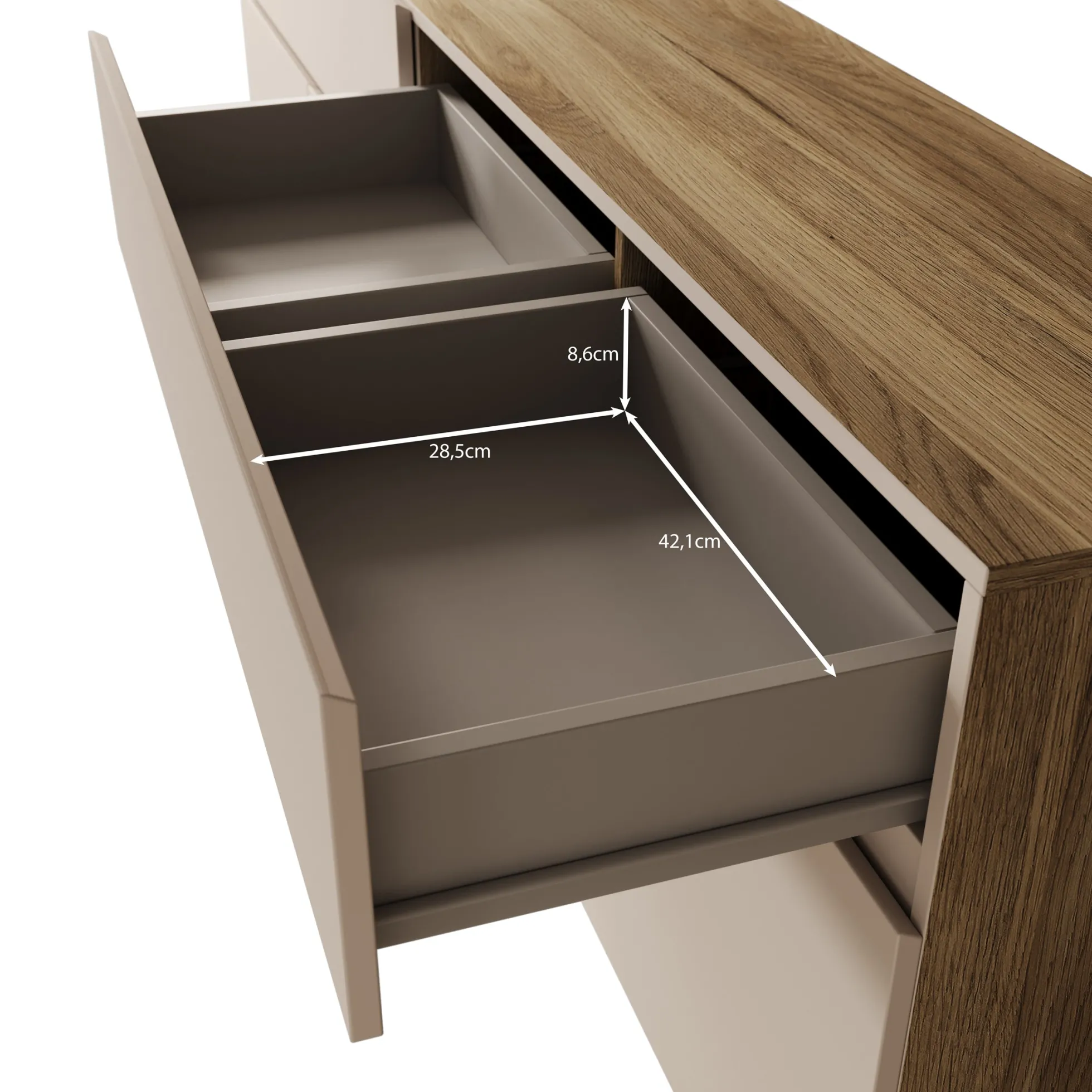 Cumi - Dressoir - Beige/Eikenpatroon - 200x34x64 cm