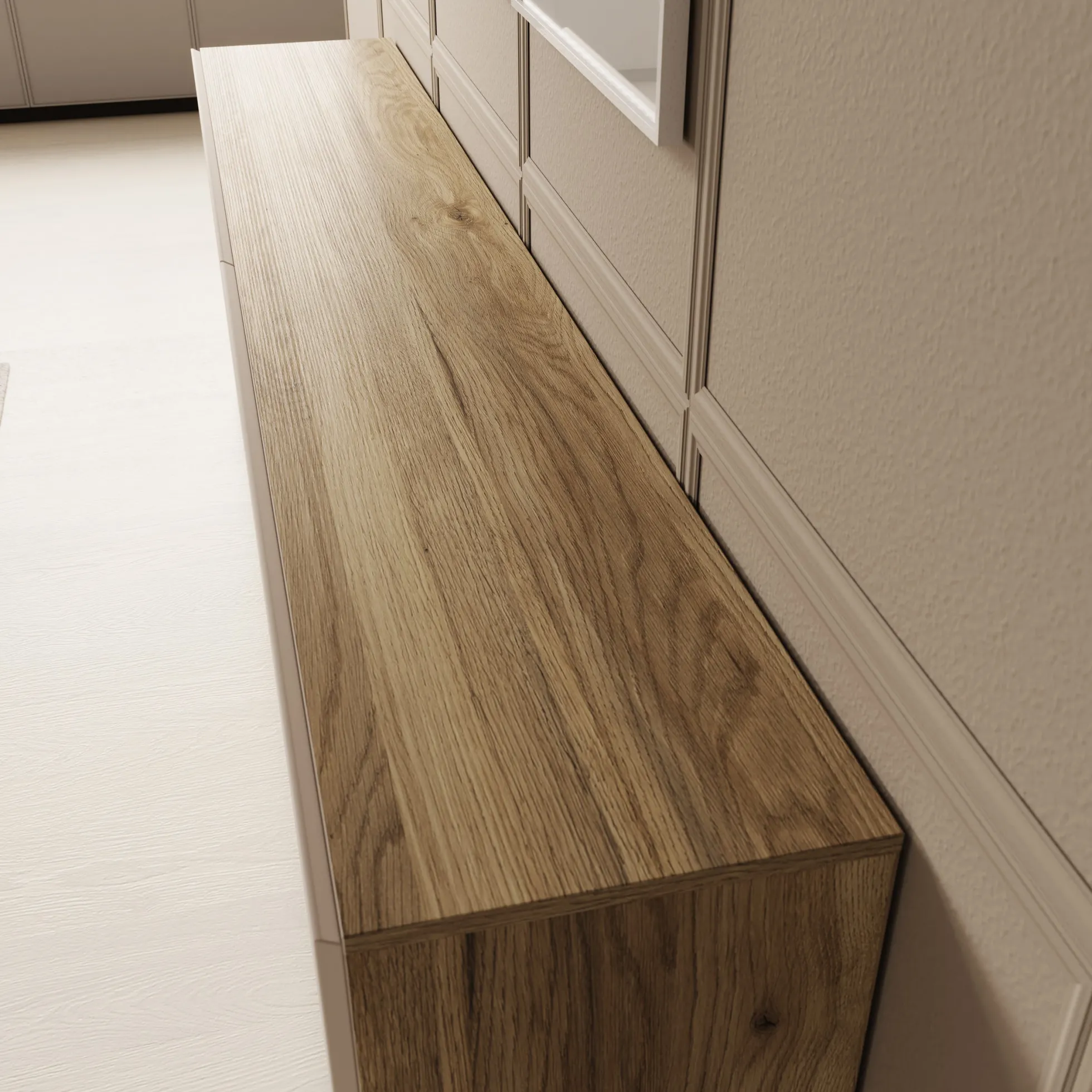 Cumi - Dressoir - Beige/Eikenpatroon - 200x34x64 cm