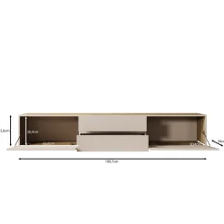 Cumi - TV-Meubel - Beige/Eikenpatroon - 200x34x36 cm