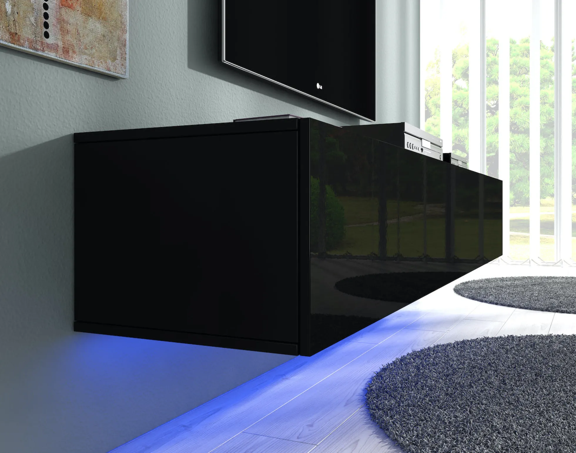 Dario - TV-Meubel met verlichting - Zwart - 180 cm