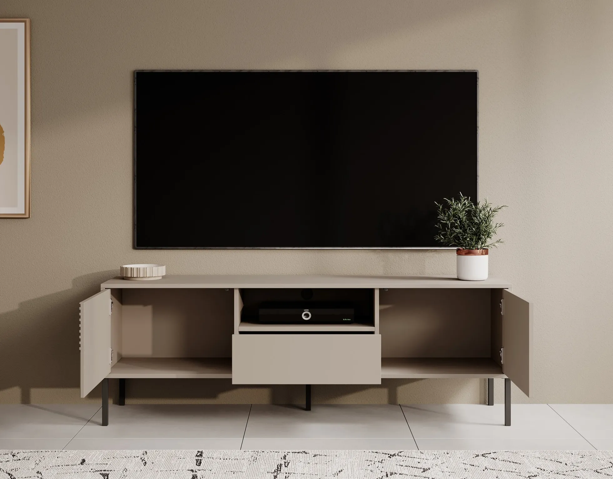 Davey - TV-Meubel met 2 deuren - Beige - 155 cm