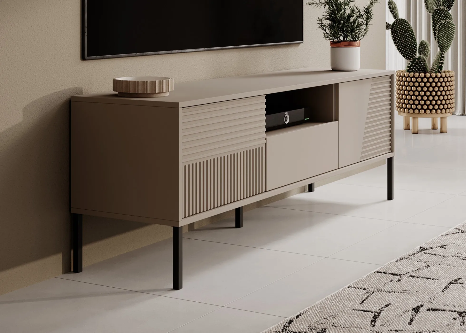 Davey - TV-Meubel met 2 deuren - Beige - 155 cm
