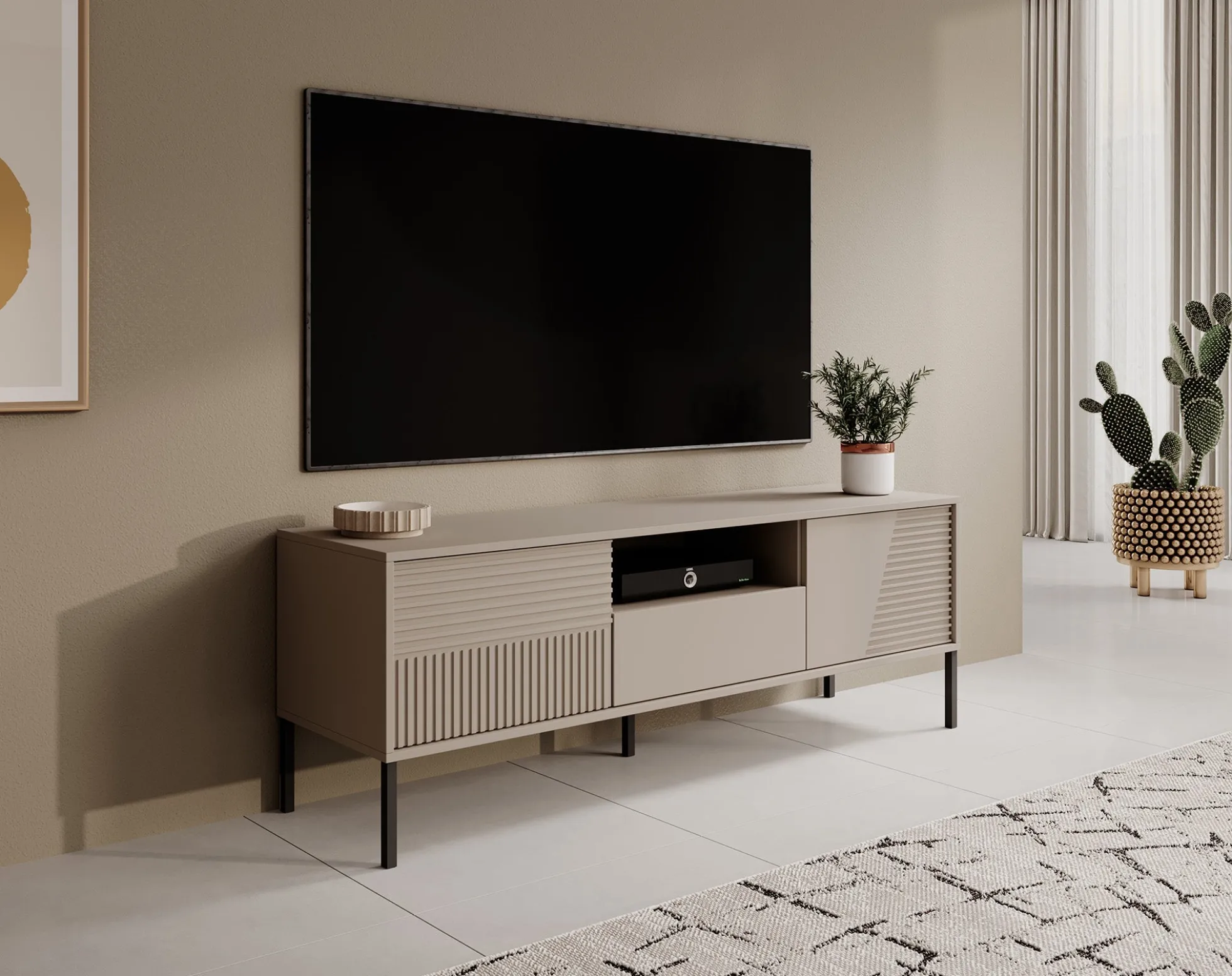 Davey - TV-Meubel met 2 deuren - Beige - 155 cm