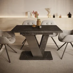 Dayman - Eetkamertafel - Zwart/marmerlook - 120x80x76 cm