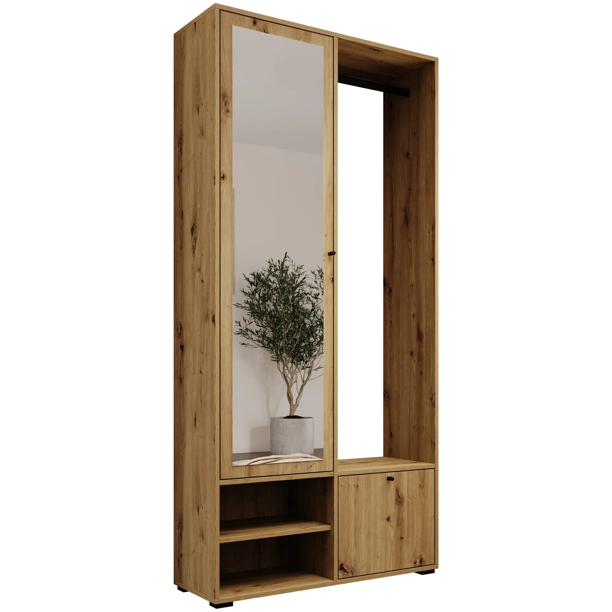 Deacon - Halkast met 2 deuren - Eiken - 90x33x190 cm
