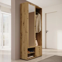 Deacon - Halkast met 2 deuren - Eiken - 90x33x190 cm