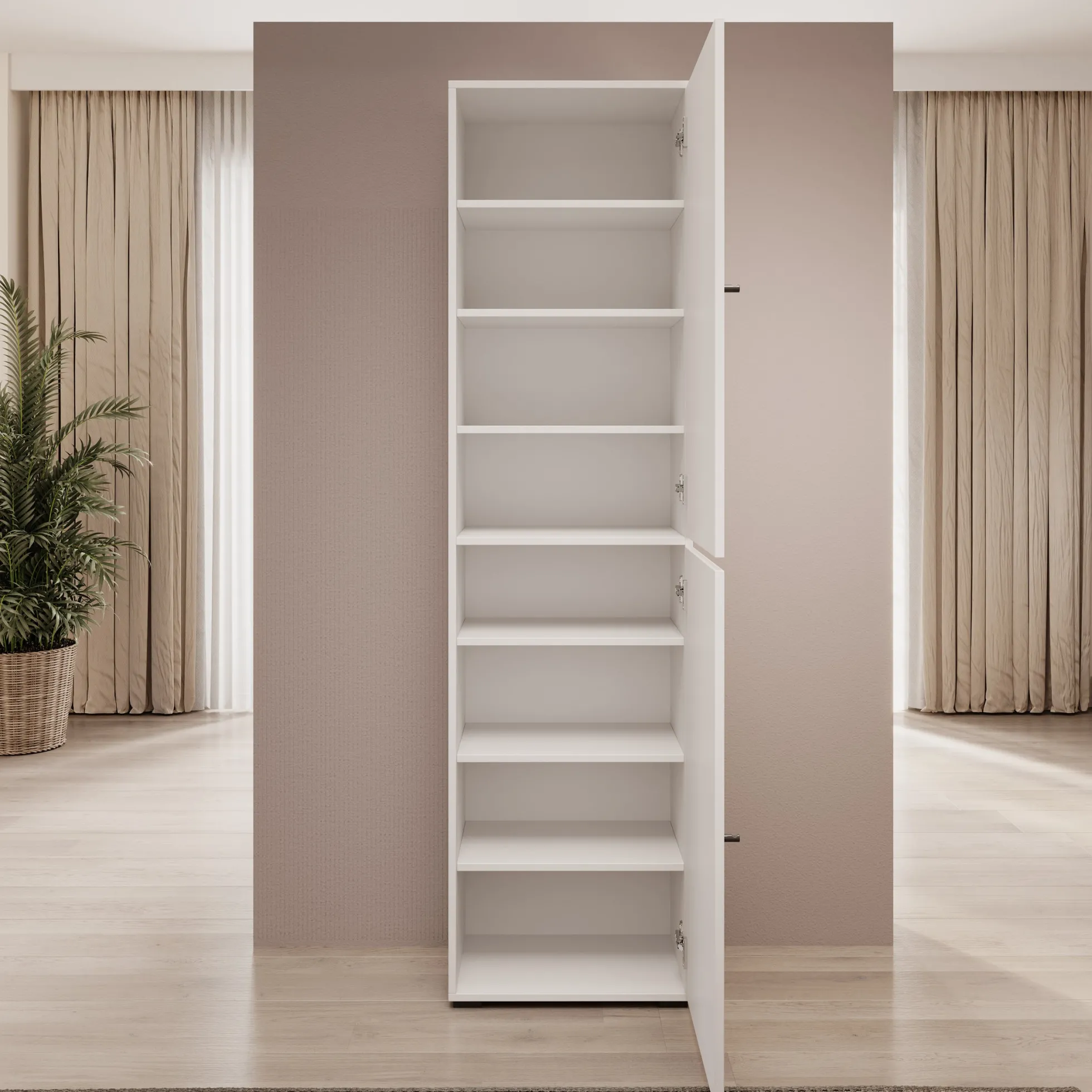 Deacon - Schoenenkast - Wit - 50x33x190 cm