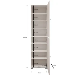Deacon - Schoenenkast - Wit - 50x33x190 cm