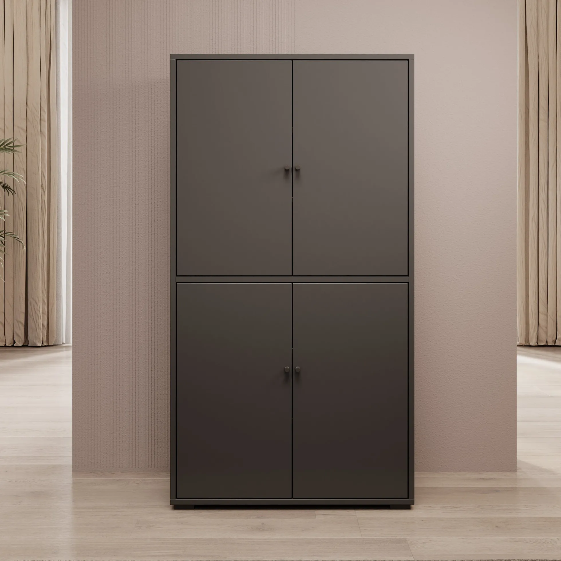 Deacon - Schoenenkast - Zwart - 70x33x131 cm