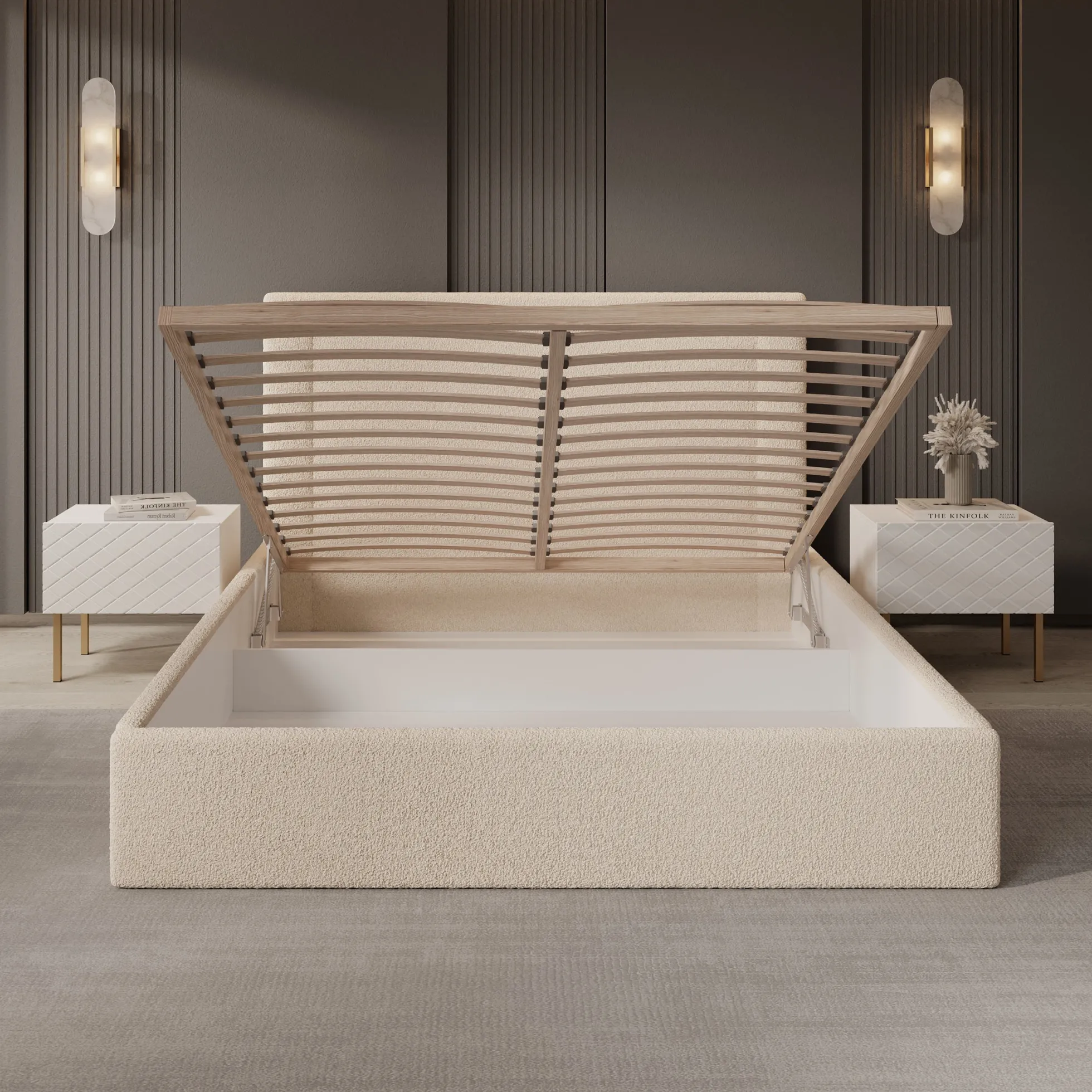Dejada - Tweepersoonsbed - Beige teddystof - 160x200 cm