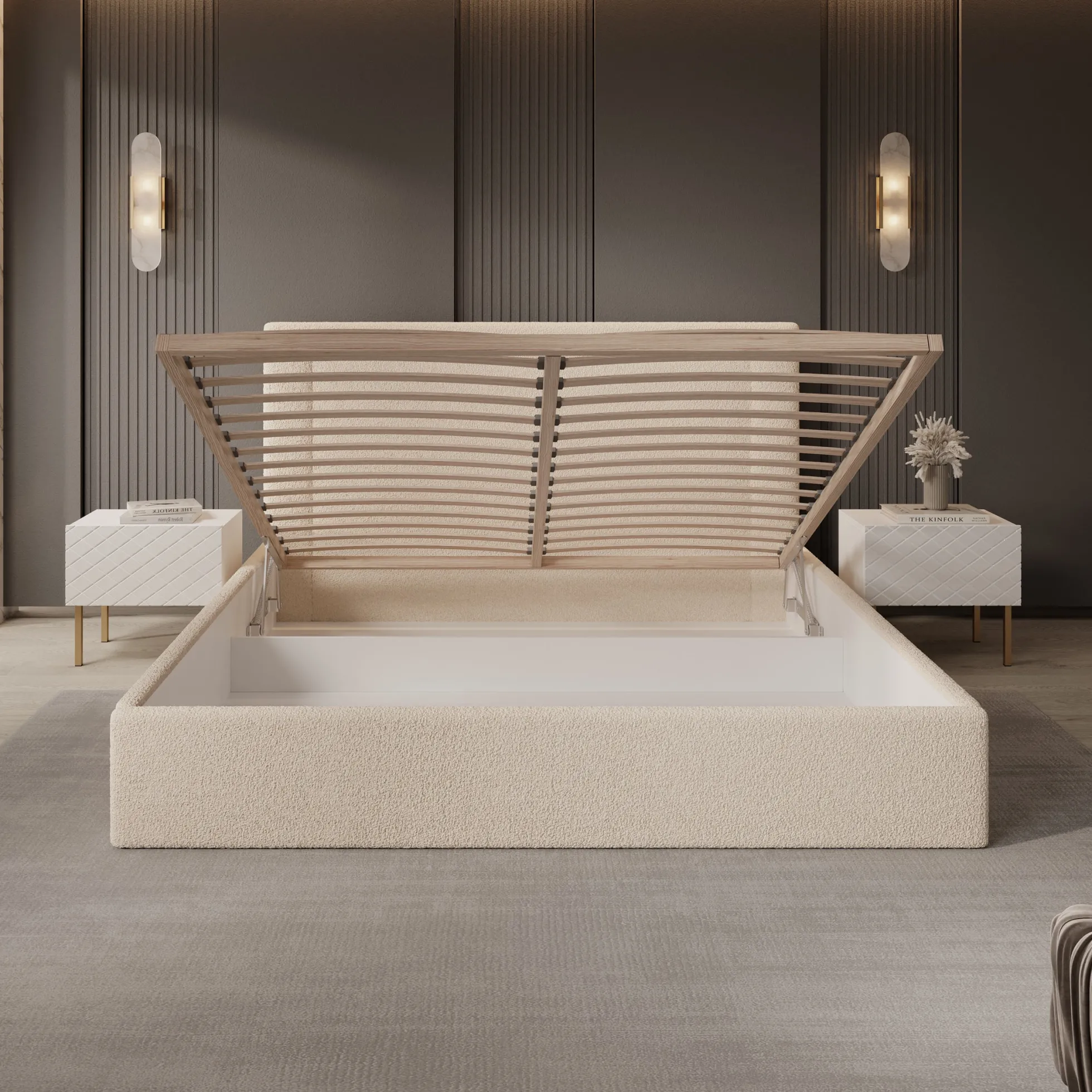 Dejada - Tweepersoonsbed - Beige teddystof - 180x200 cm