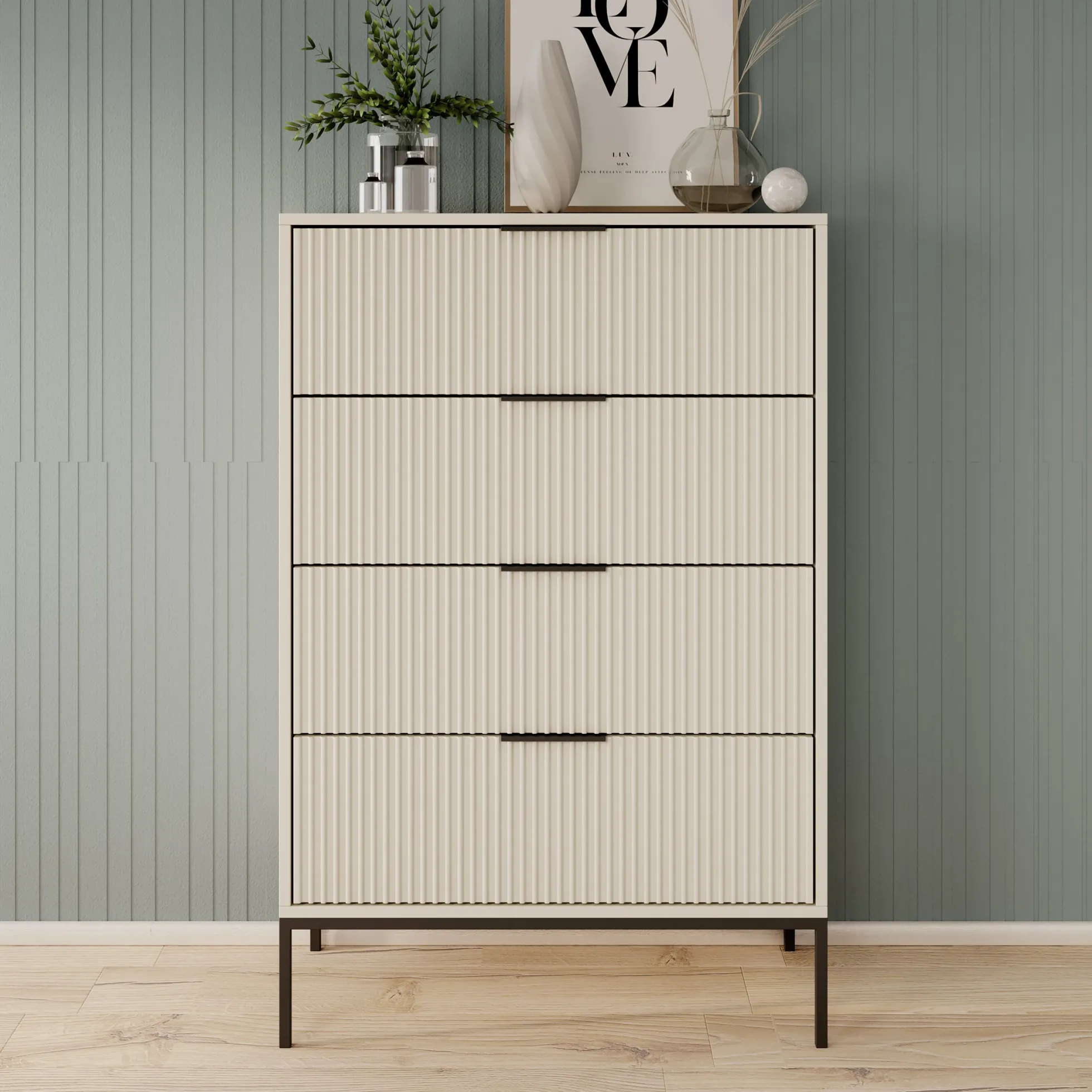 Delaware - Ladekast 4 lades - Beige - 76x40x116 cm
