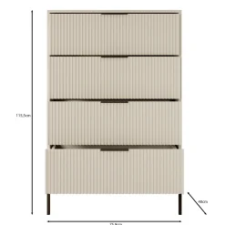 Delaware - Ladekast 4 lades - Beige - 76x40x116 cm