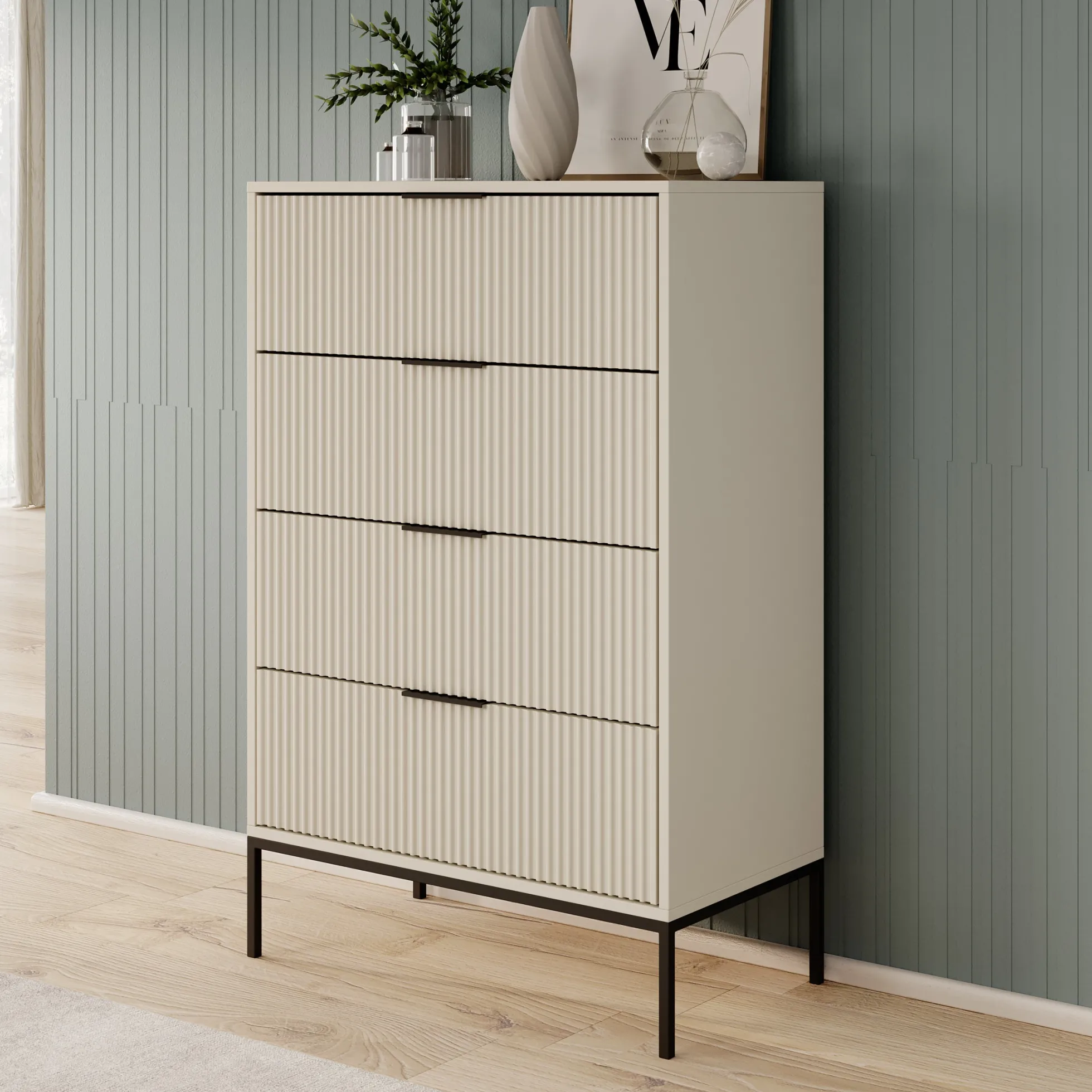 Delaware - Ladekast 4 lades - Beige - 76x40x116 cm