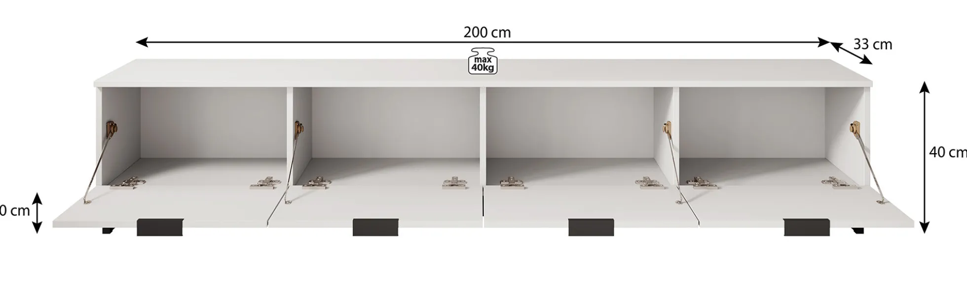 Delgado - TV-Meubel met 4 deuren - Mat zwart - 200 cm