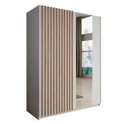 Deliryon - Kledingkast met schuifdeuren - Wit - 151x62x198 cm