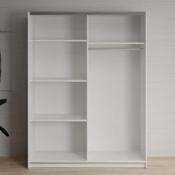 Deliryon - Kledingkast met schuifdeuren - Wit - 151x62x198 cm