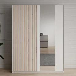 Deliryon - Kledingkast met schuifdeuren - Wit - 151x62x198 cm