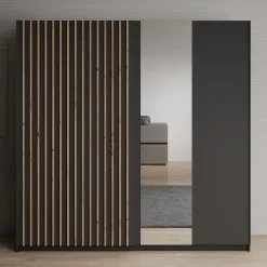 Deliryon - Kledingkast met schuifdeuren - Zwart - 200x62x199 cm