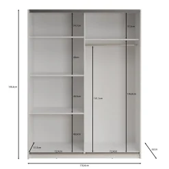 Deliryon - Kledingkast met schuifdeuren - Zwart - 151x62x198 cm