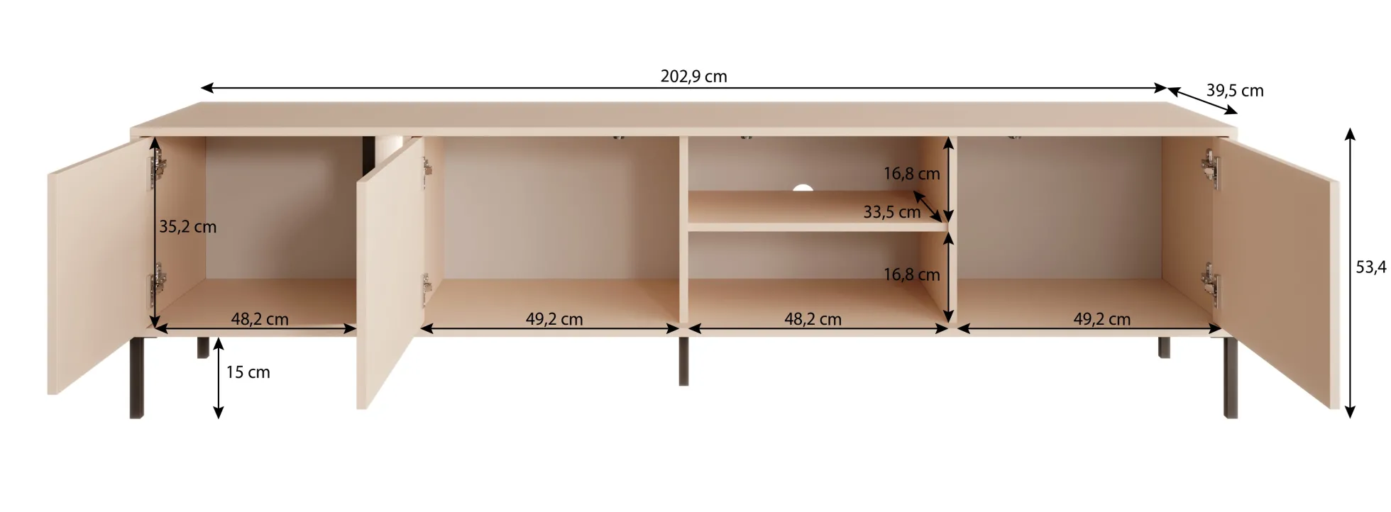 Desert - TV-Meubel met 3 deuren - Beige - 203 cm
