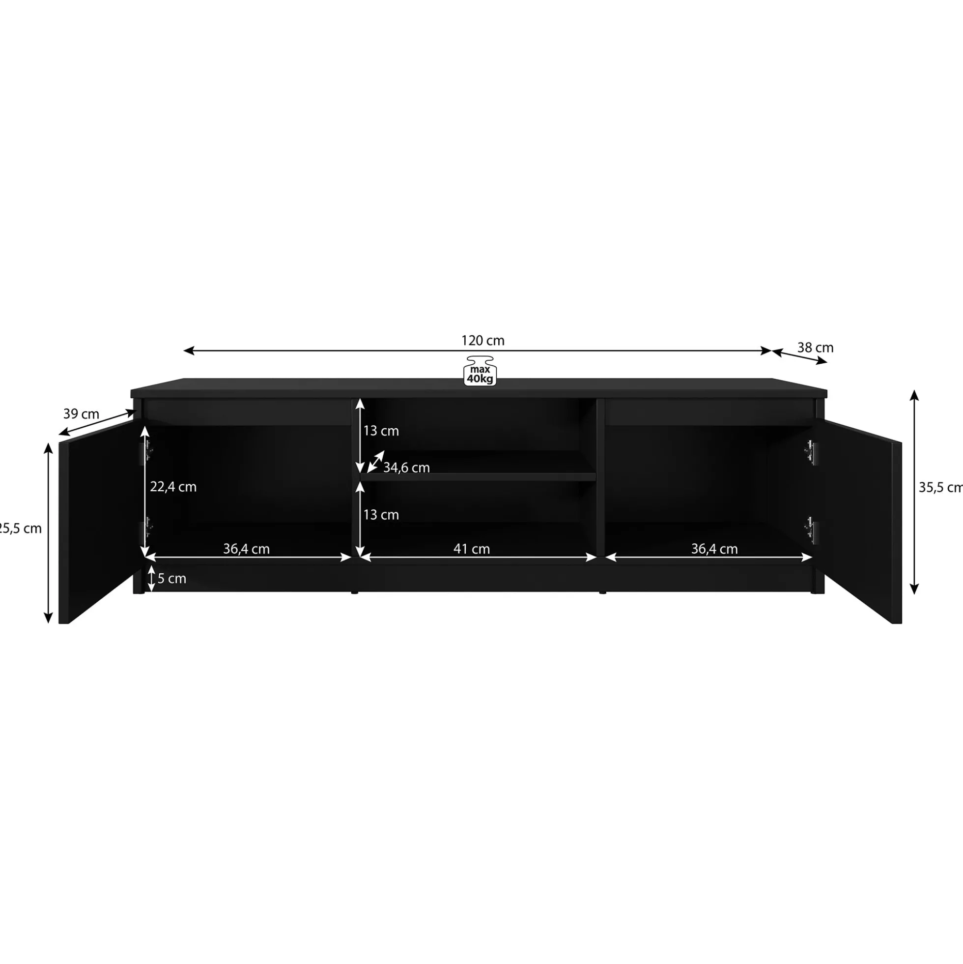 Diaz - TV-Meubel - Beige - 120x38x36 cm