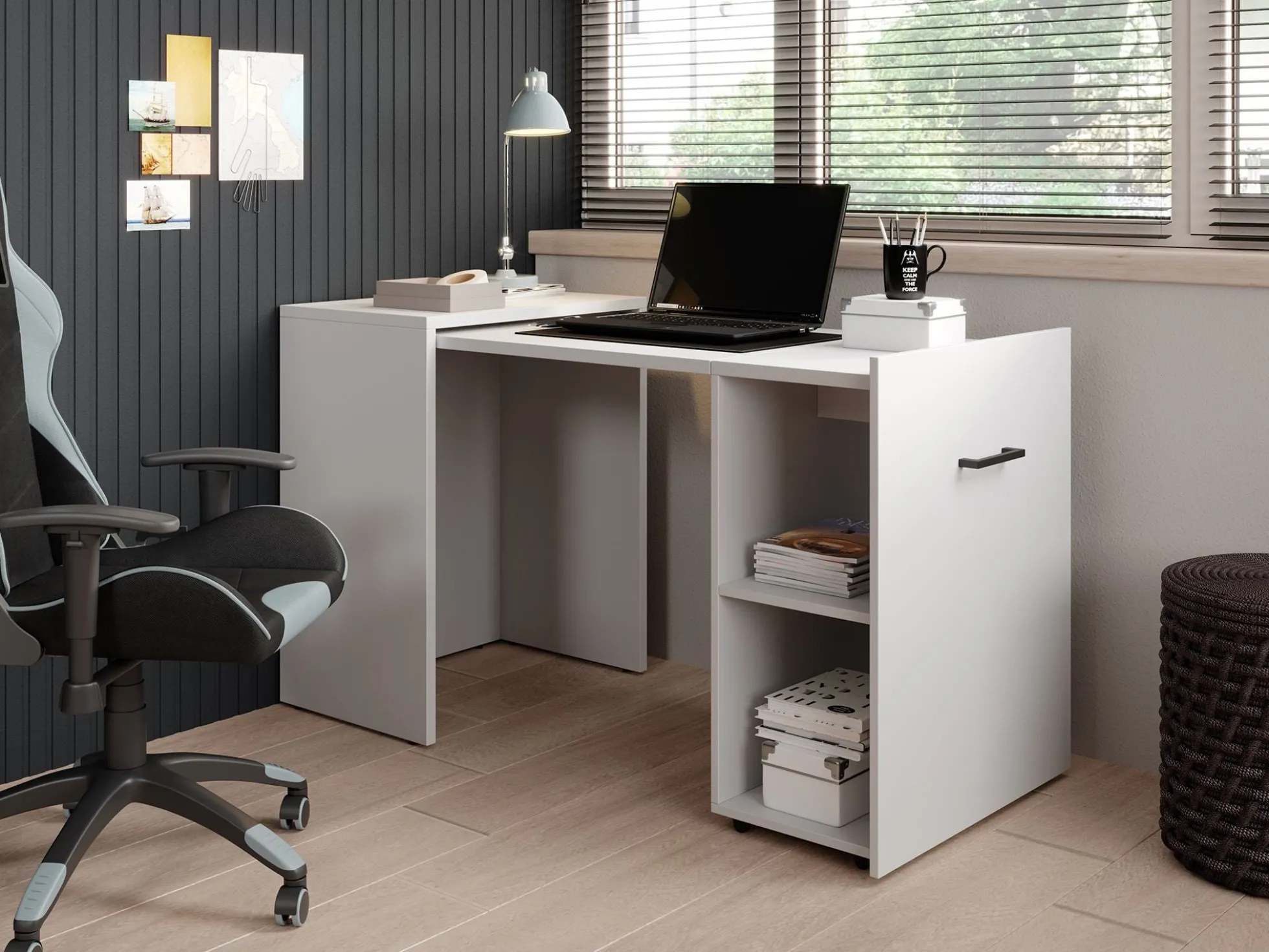 Dice - Bureau - Wit - 132x60 cm