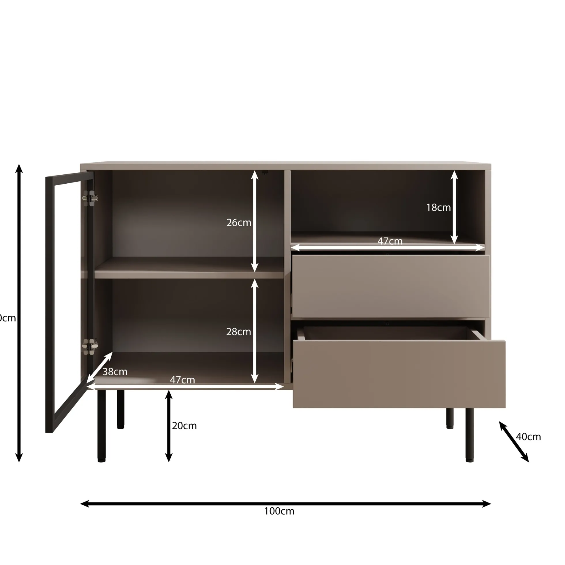 Dimora - Dressoir - Beige - 100x40x80 cm