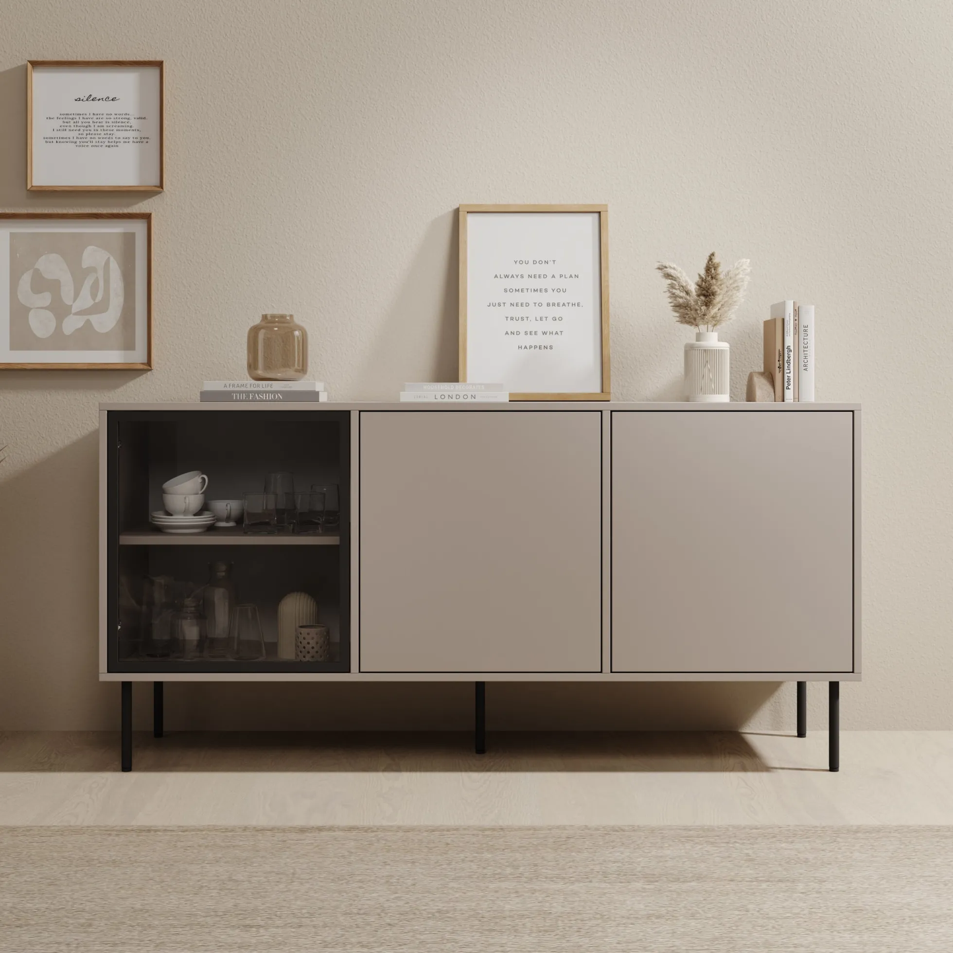 Dimora - Dressoir - Beige - 151x40x75 cm