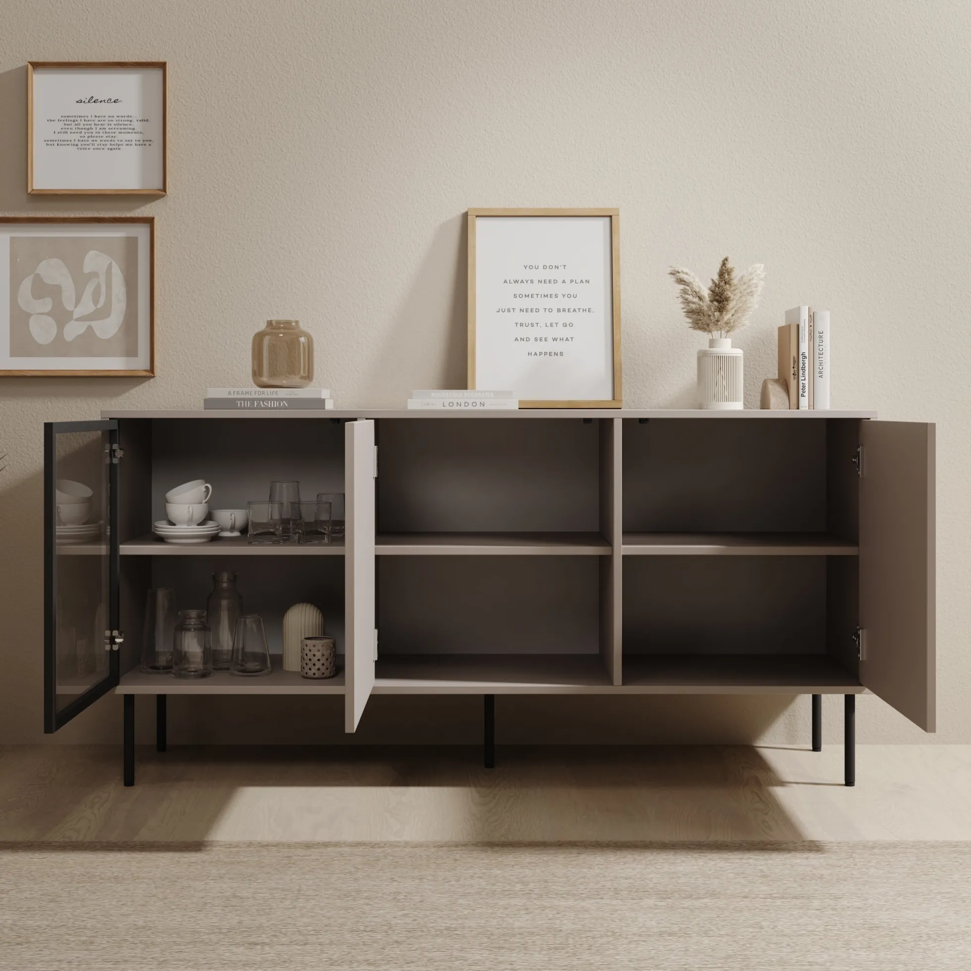 Dimora - Dressoir - Beige - 151x40x75 cm