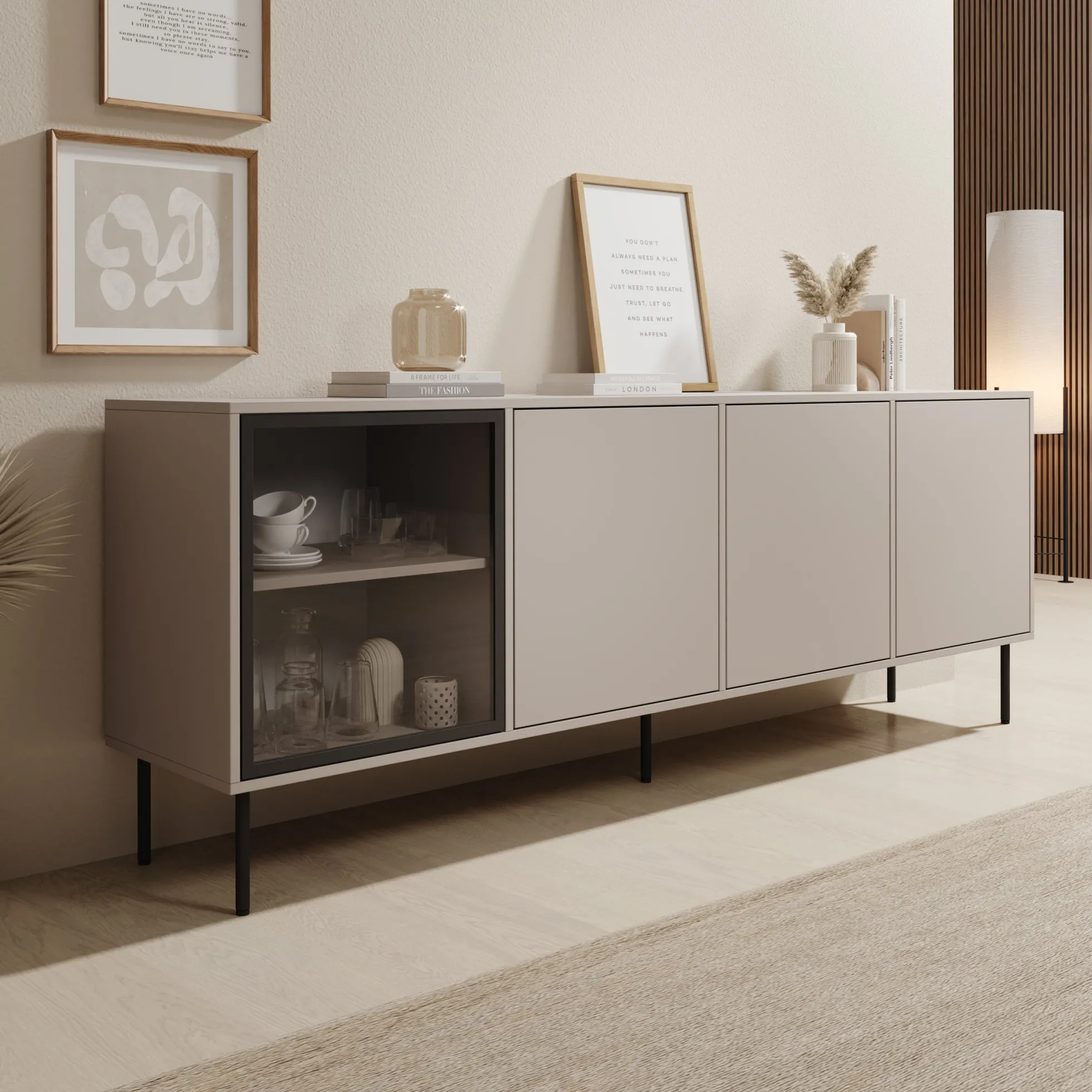 Dimora - Dressoir - Beige - 200x40x75 cm