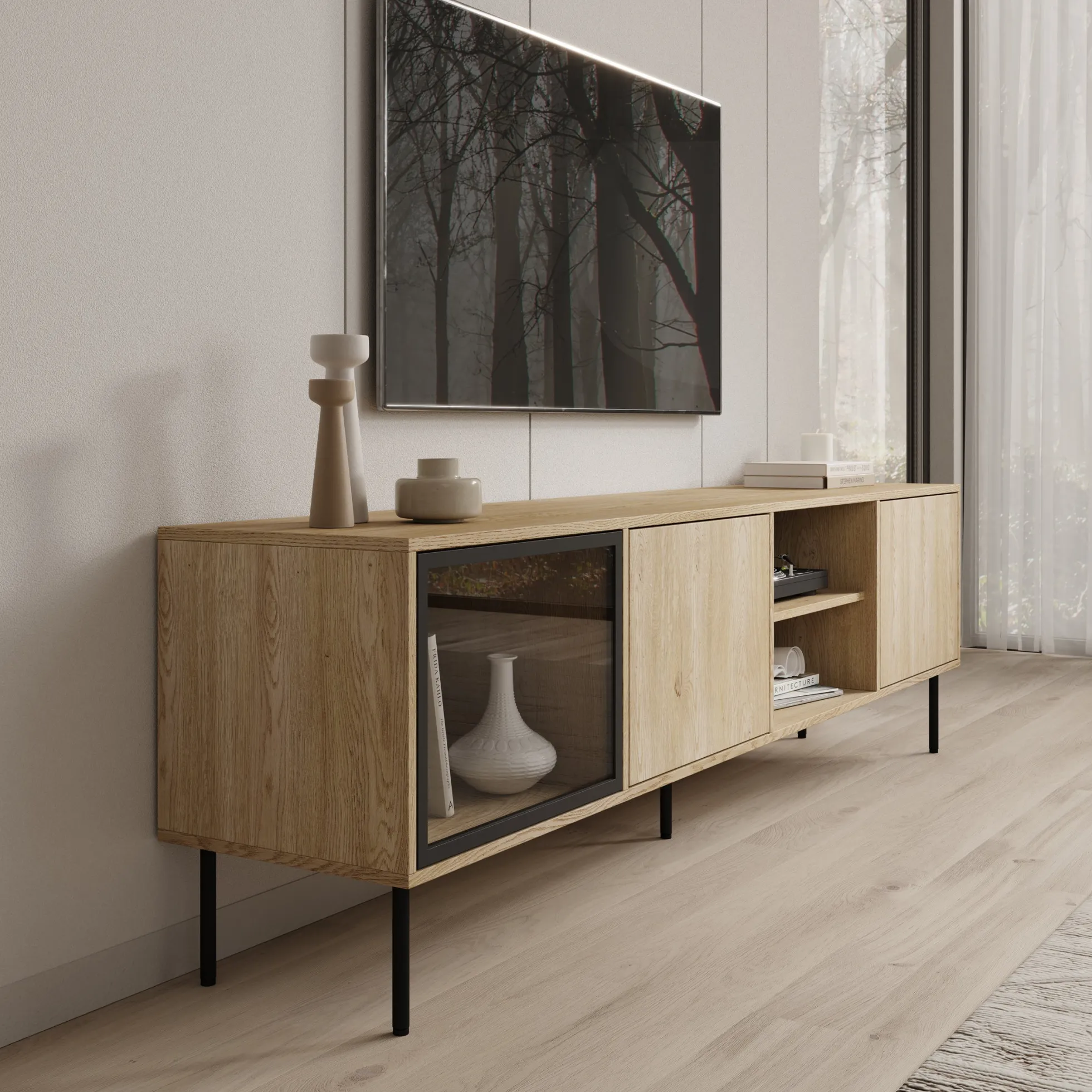 Dimora - TV-Meubel - Eikenpatroon - 201x40x60 cm